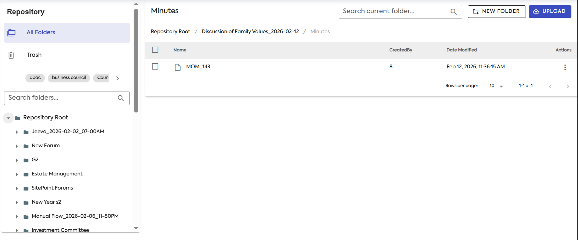 DMS - File browsing with breadcrumb path